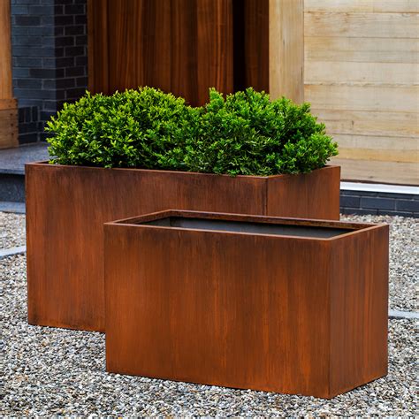 rusted steel planters boxes|large rabbit box rust.